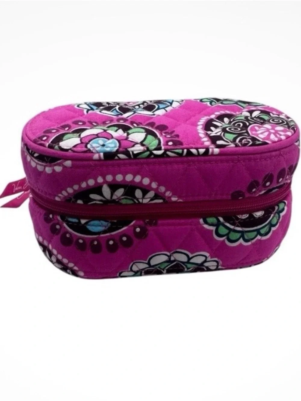 Vera Bradley Quilted Pink Zip Around Jewelry Travel Box Case